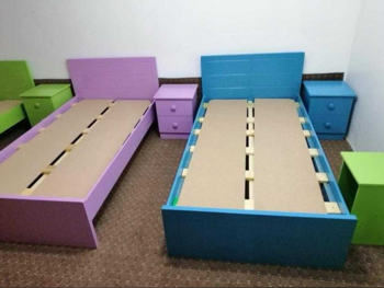 Beds - Single  - Multicolor  - Mattress Included  - With Bedside Table