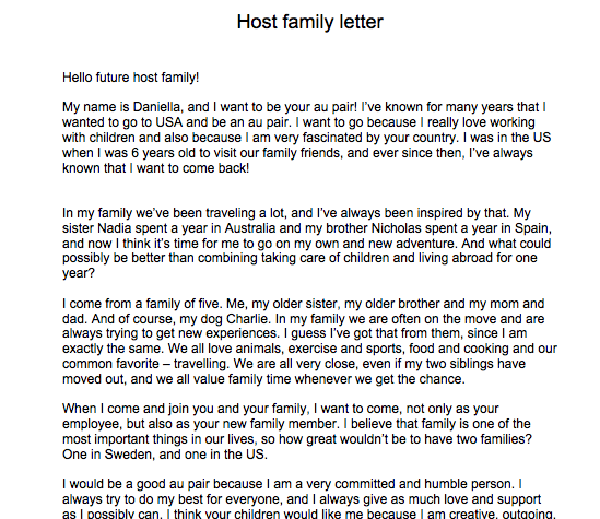 Family letter