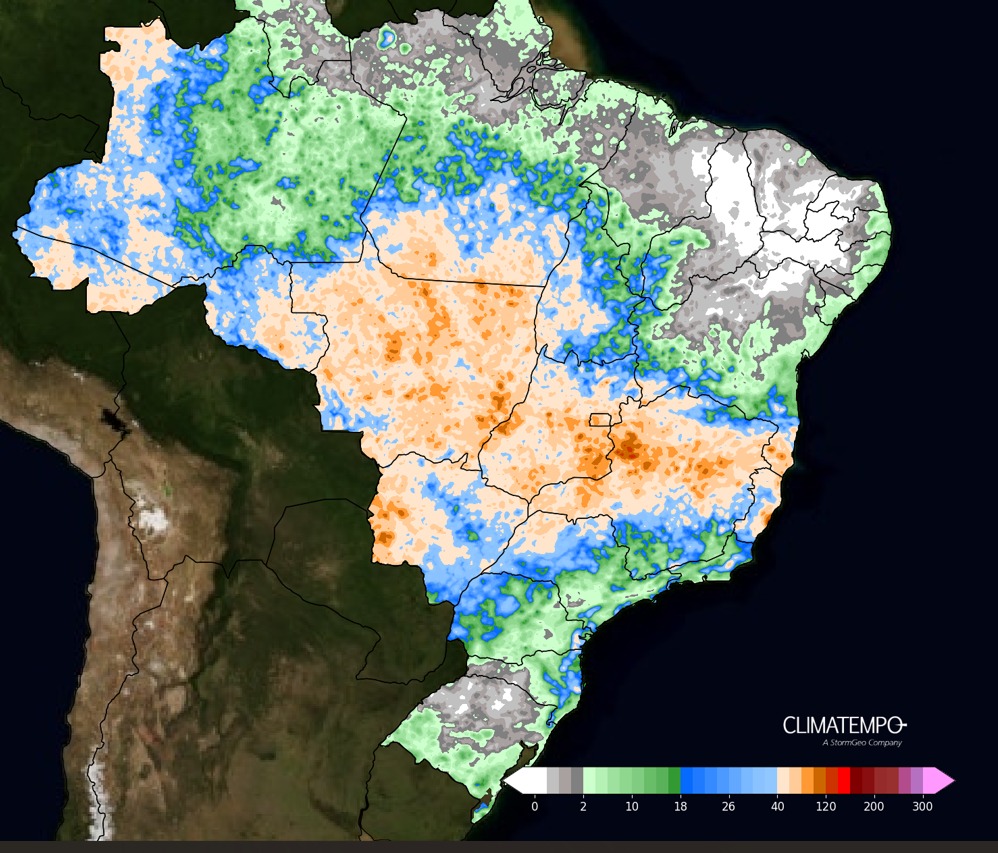 Imagem da notícia Corredor de umidade traz chuva intensa para regiões do Brasil