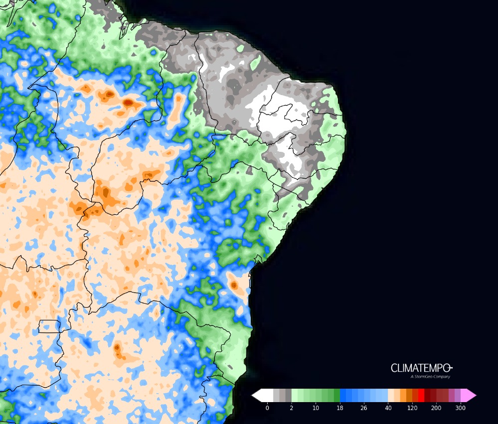 Imagem da notícia Chuva no Nordeste ultrapassa média e persiste nos próximos dias