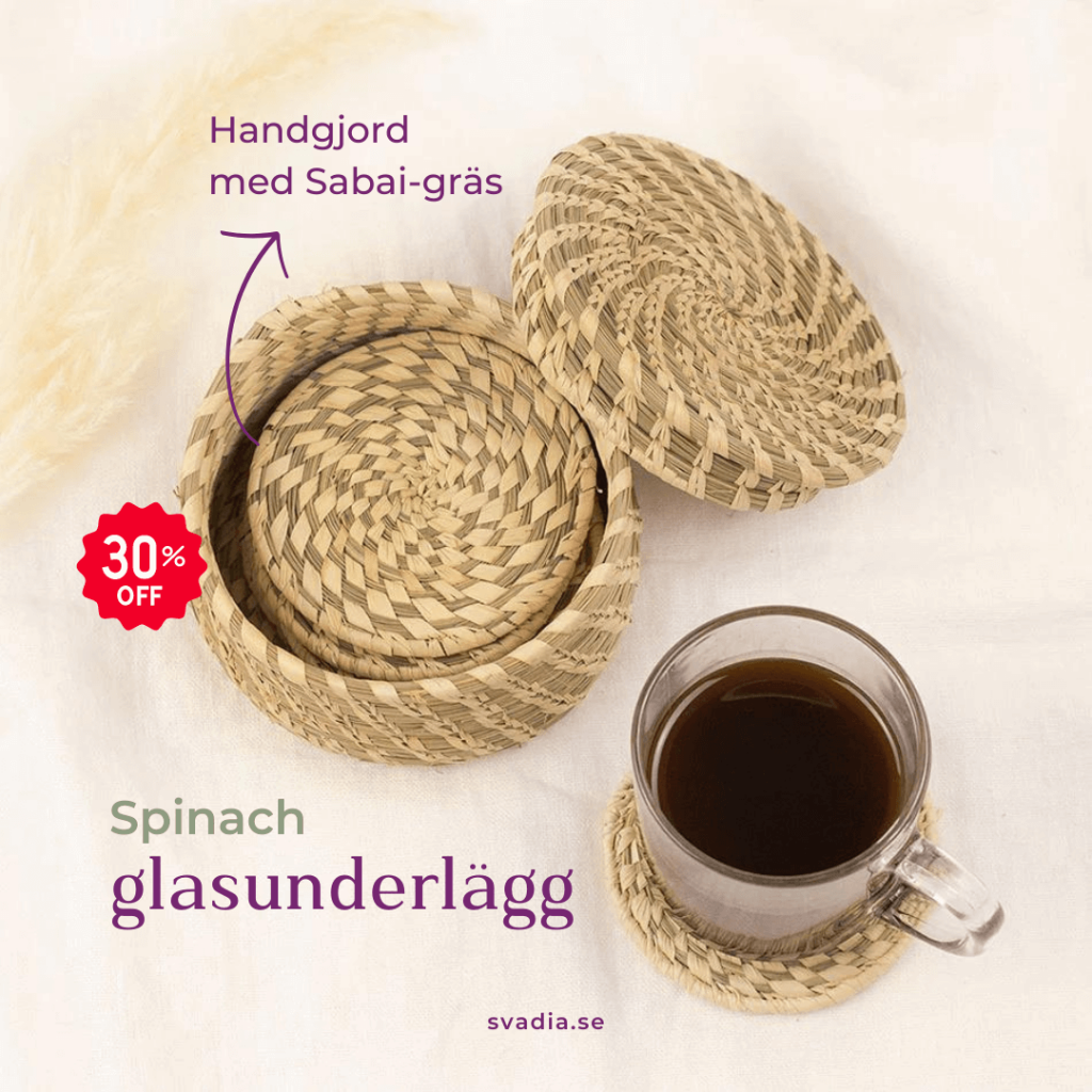 Handvävt set glasunderlägg i sabai gräs