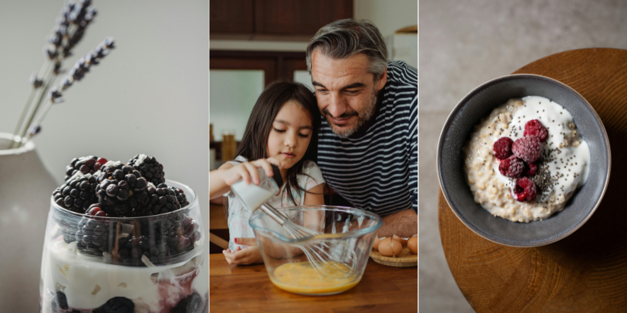 Att börja dagen med en hälsosam frukost är avgörande för barns fysiska och mentala utveckling. En näringsrik frukost ger barnen den energi och de näringsämnen de behöver för att kunna prestera i skolan och under lek. Det är inte alltid man har tiden, men ett sätt att få barnen att bli mer engagerade i det dem ska äta är att göra dem delaktiga i själva matlagningen.  Här är fem tips på goda och hälsosamma frukostar som garanterat blir en hit hemma.  Frukt- och Yoghurt Parfait En fräsch och färgglad start på dagen som barnen kommer att älska. Varva naturell yoghurt med barnens favoritfrukter och toppa med lite granola för extra krispighet. Denna parfait är inte bara god utan också rik på protein och levande mjölksyrabakterier, vilket är bra för magen. Välj gärna yoghurt med låg sockerhalt för en ännu hälsosammare variant. Fullkornsgröt med Toppingar Gröt är en fantastisk frukost som kan varieras i oändlighet. Fullkornsvarianter som havregryn är fulla av fiber som håller barnen mätta längre. Servera med en mix av hackade nötter, frukt, och lite honung för sötma. Detta är inte bara en hälsosam start på dagen men också en bra källa till energi och essentiella näringsämnen. Smoothies Smoothies är ett utmärkt sätt att smyga in en massa näringsrika ingredienser i barnens diet, speciellt för de som är kräsna med grönsaker. Mixa ihop deras favoritfrukter med lite spenat eller kål för en näringsboost. Tillsätt en skopa proteinpulver eller en klick nötsmör för extra protein. Smoothies är både enkla att göra och perfekta för barn på språng. Äggröra med Grönsaker Äggröra är en proteinrik frukost som ger en bra start på dagen. Blanda i hackade grönsaker som spenat, tomater och paprika för extra vitaminer och mineraler. Servera med en skiva fullkornsbröd för en mer mättande måltid. Denna mångsidiga rätt kan anpassas efter barnens smakpreferenser och är en utmärkt källa till högkvalitativt protein. Hemgjorda Muffins Hemgjorda muffins kan vara ett hälsosamt frukostalternativ om de görs på rätt sätt. Använd fullkornsmjöl, havregryn, nötsmör samt bananer eller äpplen för sötma. Blanda i blåbär eller morötter för en extra näringsboost. Dessa muffins kan göras i förväg och är perfekta för hektiska morgnar.