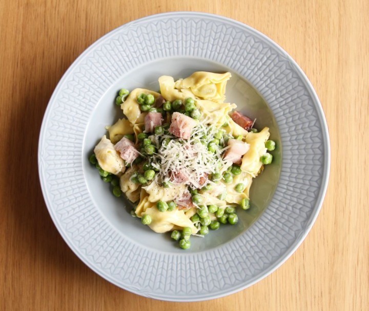 Pasta med sidfläsk och ärtor