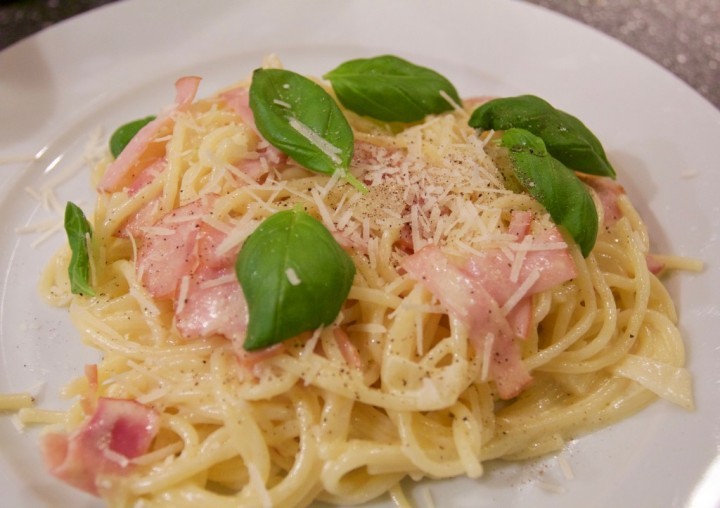 pasta carbonara kycklingbacon