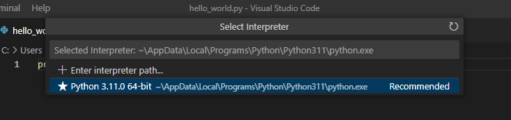 vscode setup python
