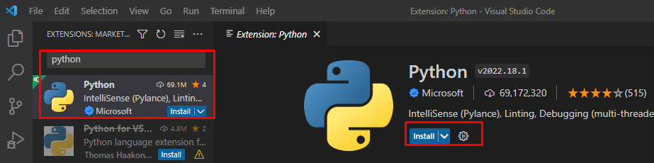 vscode setup python