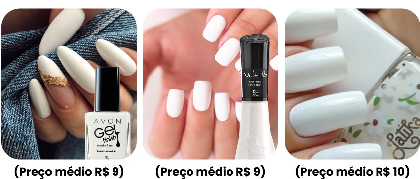 unhas brancas decoradas