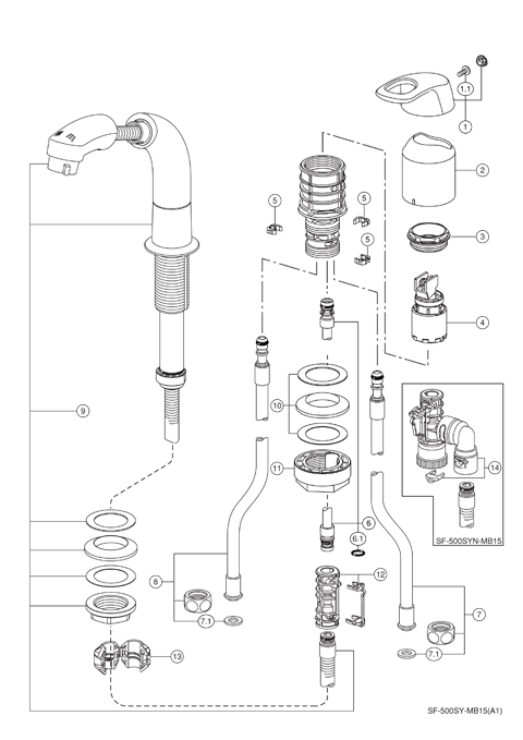 LIXIL台付シングルシャワー水栓 SF-500SY-MB15 csm.fi.cr