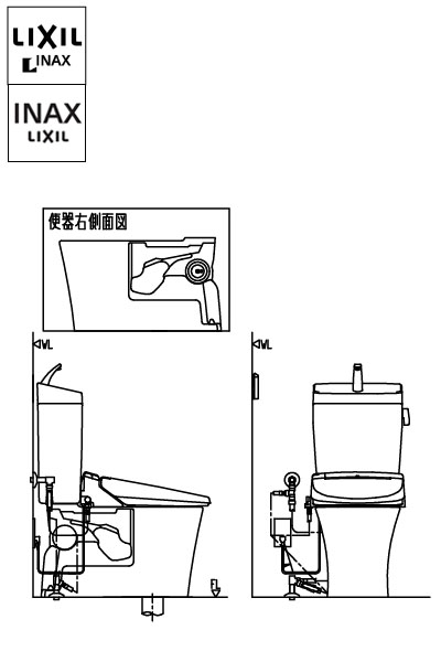 パブリック向けタンク式便器（掃除口付・リトイレ）床排水手洗付きBC