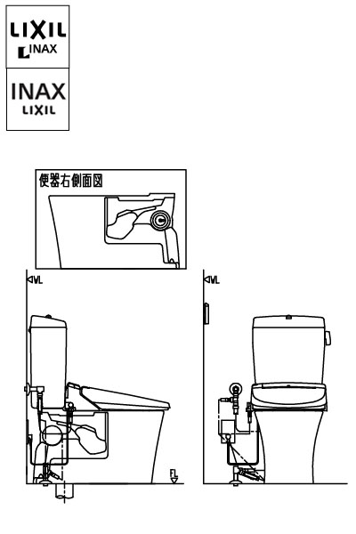 パブリック向けタンク式便器（掃除口付）床排水手洗なしBC-P20SM_DT