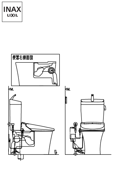 パブリック向けタンク式便器（掃除口付）床排水手洗付きBC-P20SUM_DT