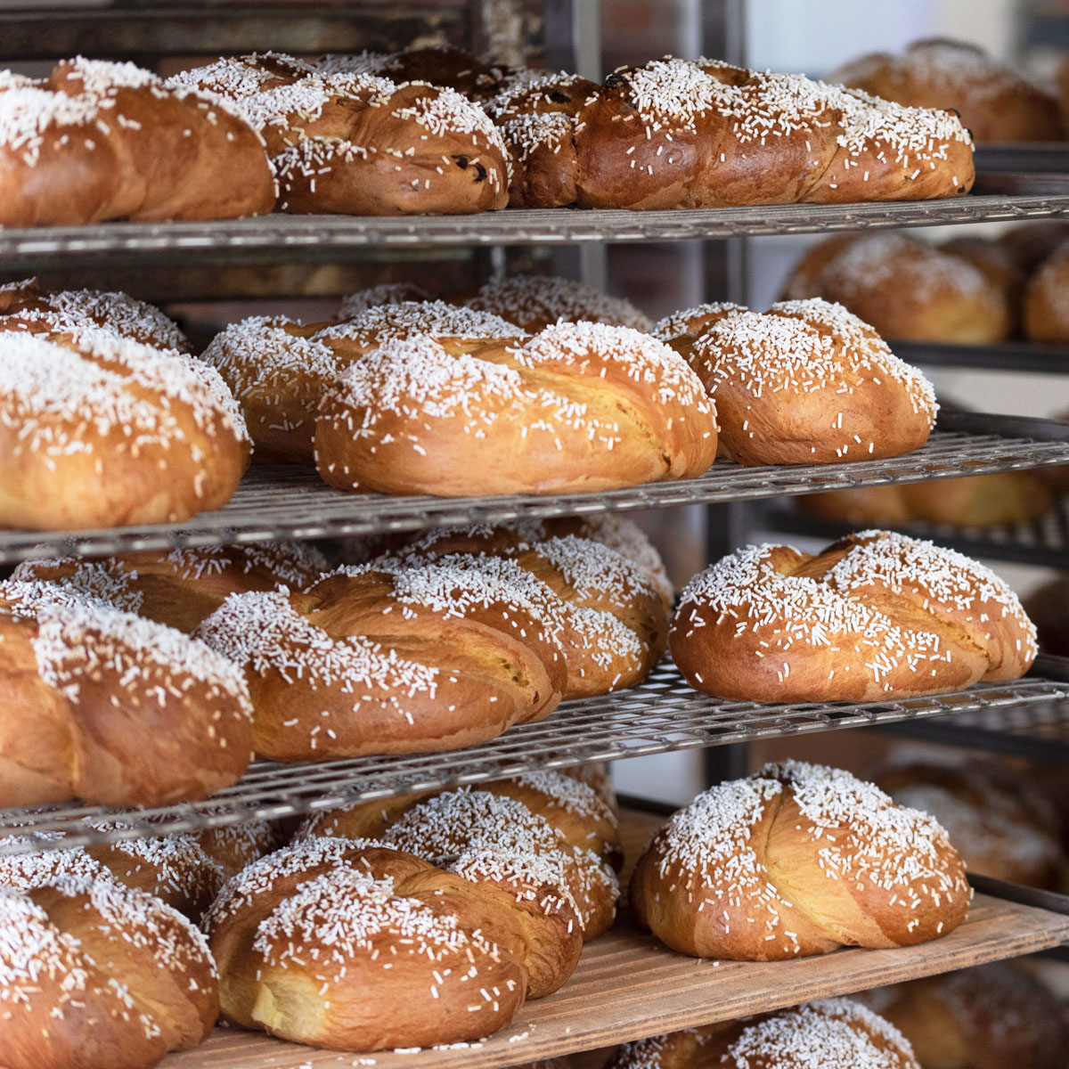 Pane, pasticceria, dolci, finti e decorativi.