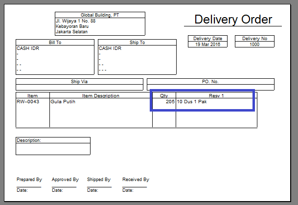 Delivery order