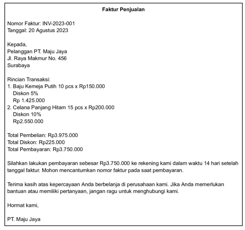 Contoh bukti transaksi perusahaan dagang