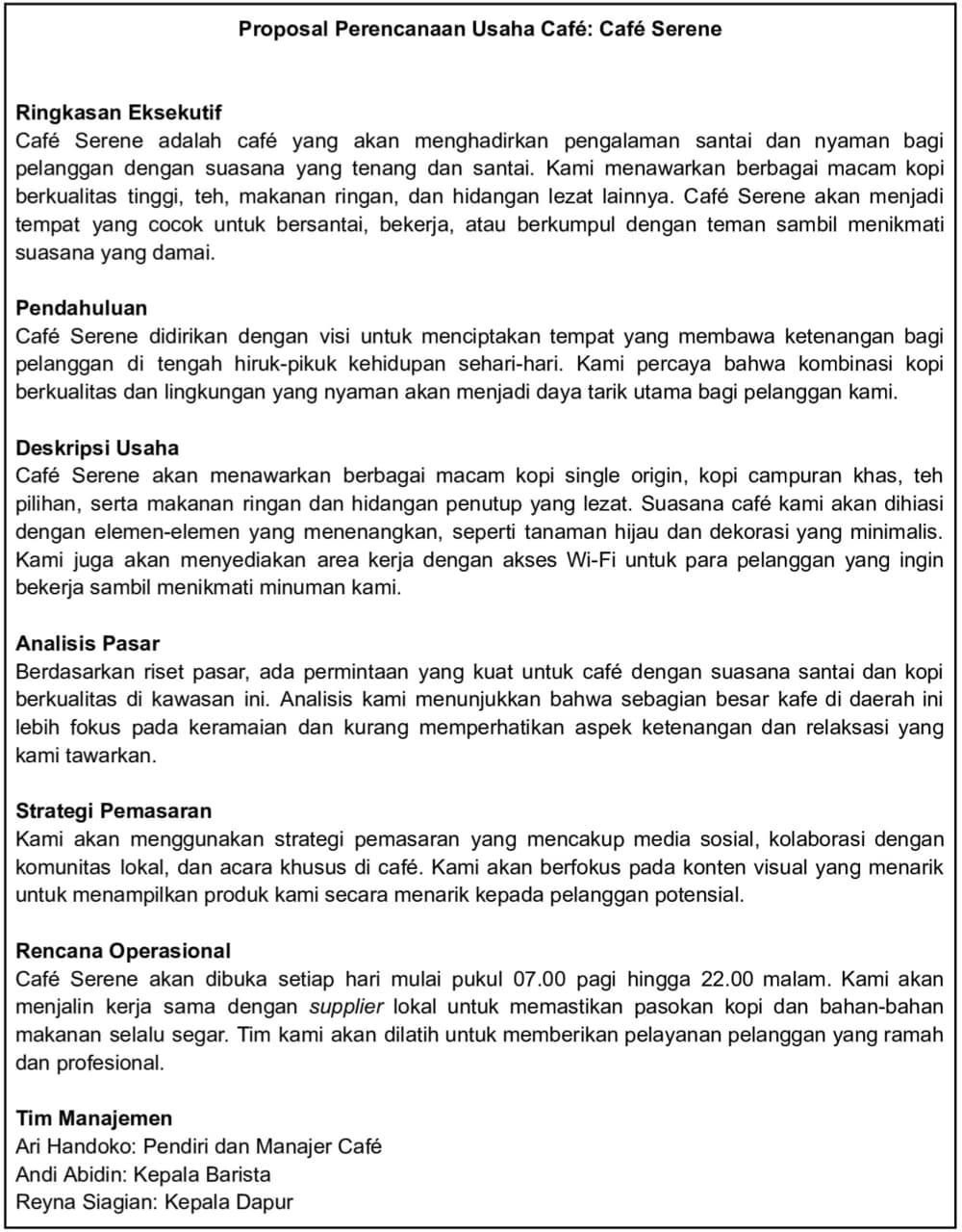 contoh proposal perencanaan usaha 