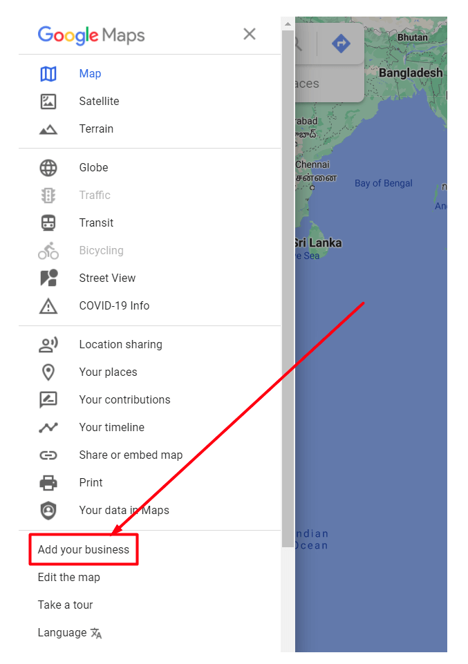 Menu-menu pada Google Maps