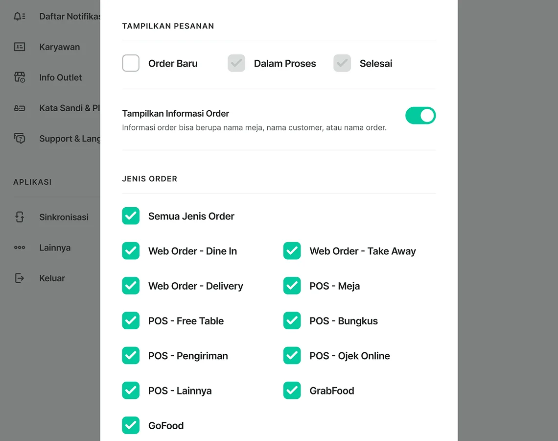 Fitur Jenis Order