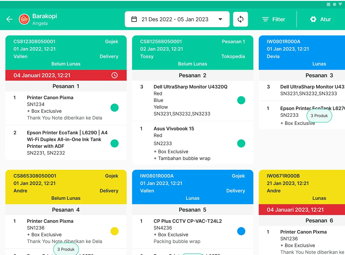 Pesanan Masuk Secara Real-Time