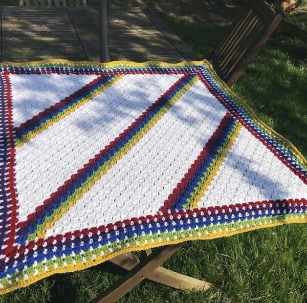 Crochet Rainbow Striped Blanket Baby Child - main product image