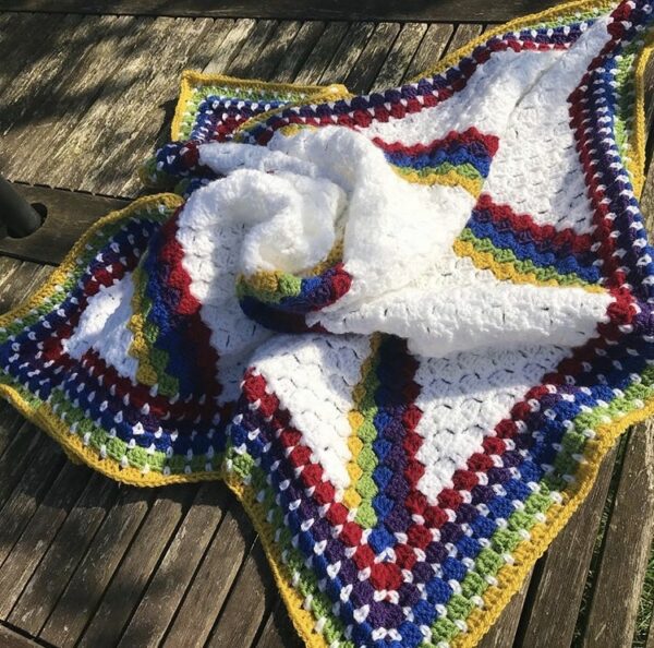 Crochet Rainbow Striped Blanket Baby Child - product image 2