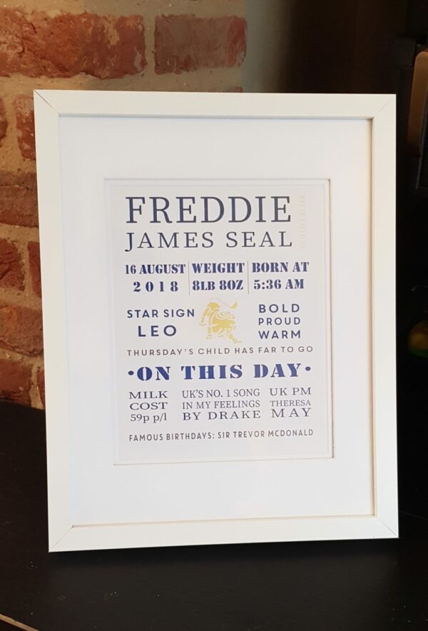 Personalised birthday information poster frame - product image 2