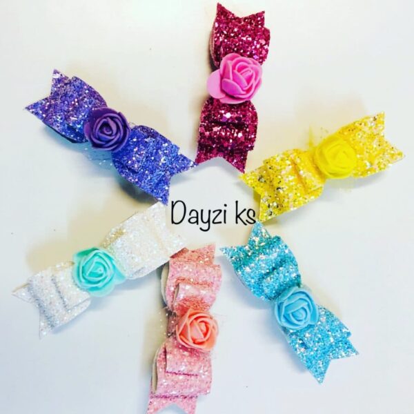 Flower glitter bow clips set - main product image