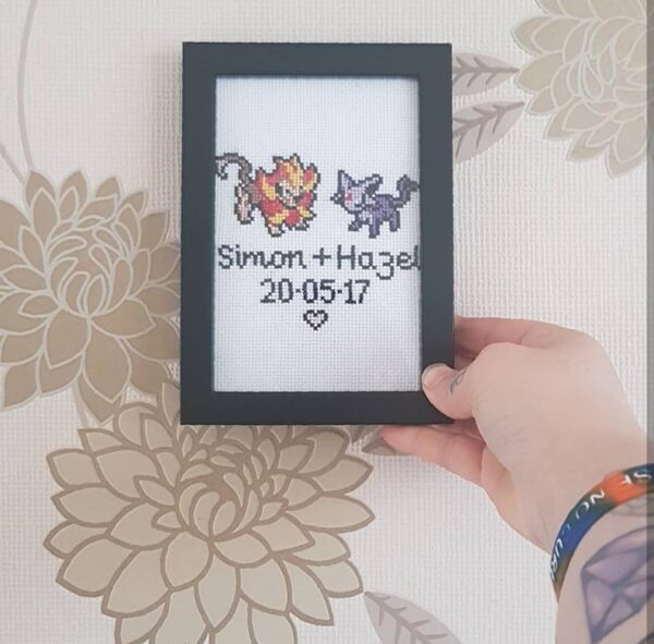 Pokemon Wedding/Anniversary Cross Stitch (Frame Included) - main product image