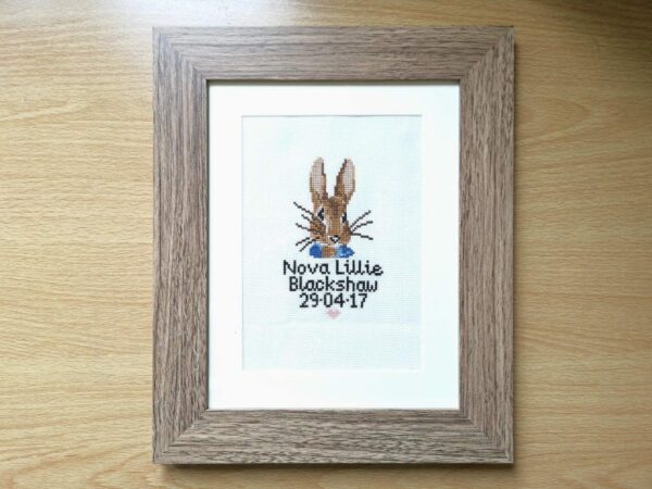 Peter Rabbit Personalised Cross Stitch Gift (Frame Included) - main product image