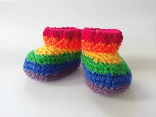 Newborn 0-3 month baby boots, booties, pram shoes, rainbow boots - main product image