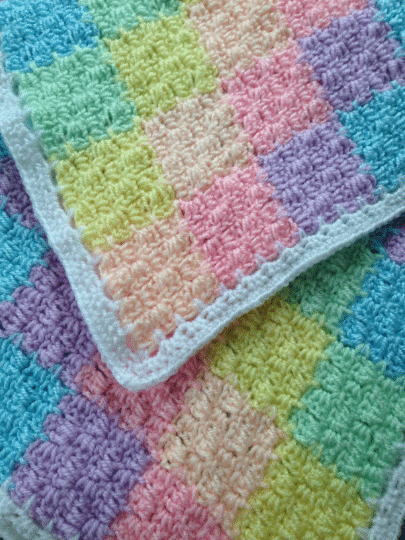 Pastel Rainbow Blanket, Bright Newborn Gift, Baby Shower, Lap Pram Cover, Crochet Present - product image 2