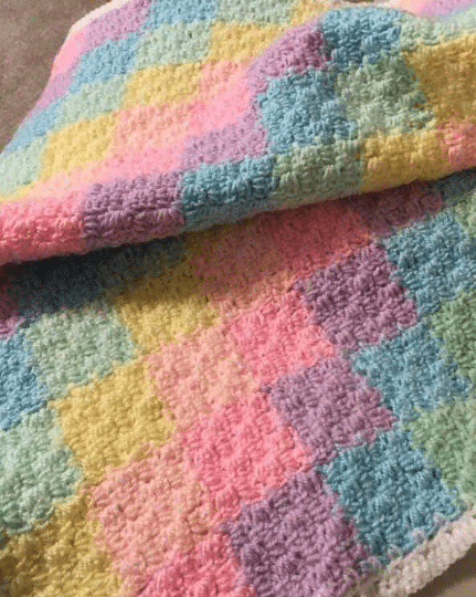 Pastel Rainbow Blanket, Bright Newborn Gift, Baby Shower, Lap Pram Cover, Crochet Present - main product image