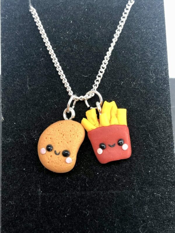 Kawaii chicken nugget and fries charm keyring - product image 2