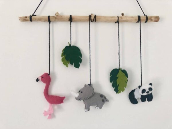 Jungle felt wall hanging, mobile, nursery decoration - main product image