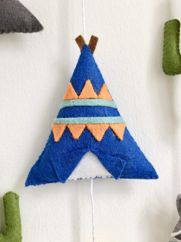 Tribal adventure nursery mobile, teepee wall hanging, children’s decor