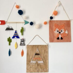 Tribal adventure nursery mobile, teepee wall hanging, children’s decor: placeholder image (loading)