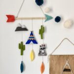 Tribal adventure nursery mobile, teepee wall hanging, children’s decor