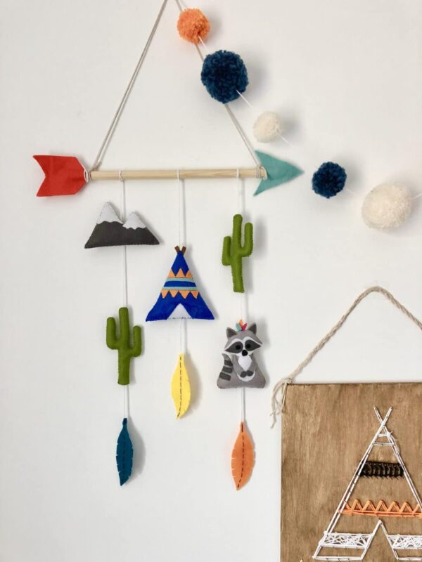 Tribal adventure nursery mobile, teepee wall hanging, children’s decor - product image 2