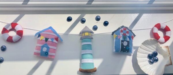 Seaside garland, seaside bunting, beach hut wall hanging - main product image