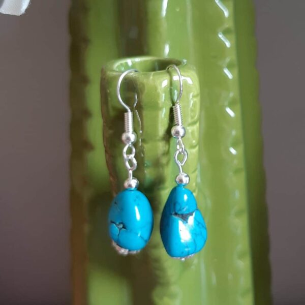 Beautiful blue Howlite semi precious stone earrings - main product image