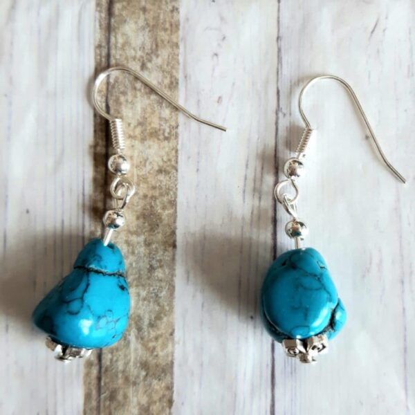 Beautiful blue Howlite semi precious stone earrings - product image 4