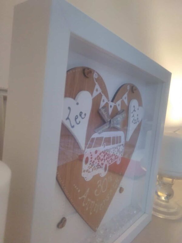 Personalised frame with campervan on an oak heart - product image 3