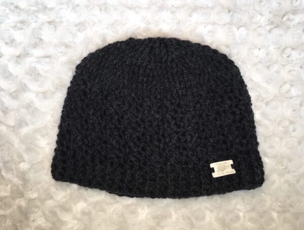 Handmade black crochet beanie hat - product image 2