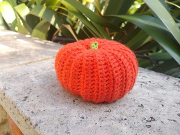 Orange crochet pumpkin pin cushion - product image 2