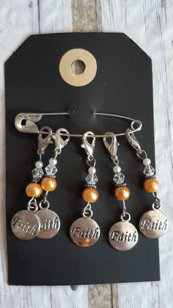 Set of 5 stitch markers- faith themed - main product image