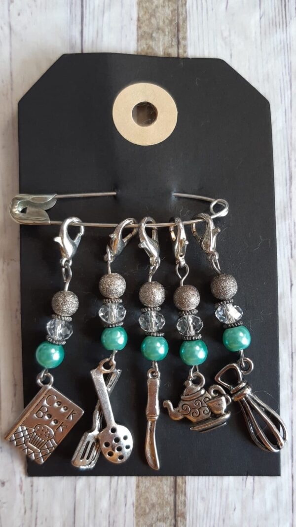 Set of 5 stitch markers- cooking themed - main product image