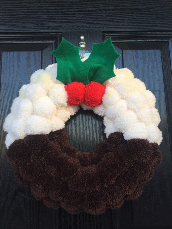 Christmas Wreath, Wreath, Door Wreath, Christmas Pudding, Christmas, Decoration, Handmade, - main product image