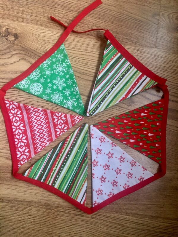 Christmas Bunting, Red, Green, Bunting, Christmas Decoration, Fabric Garland Banner, Mantle Piece - main product image