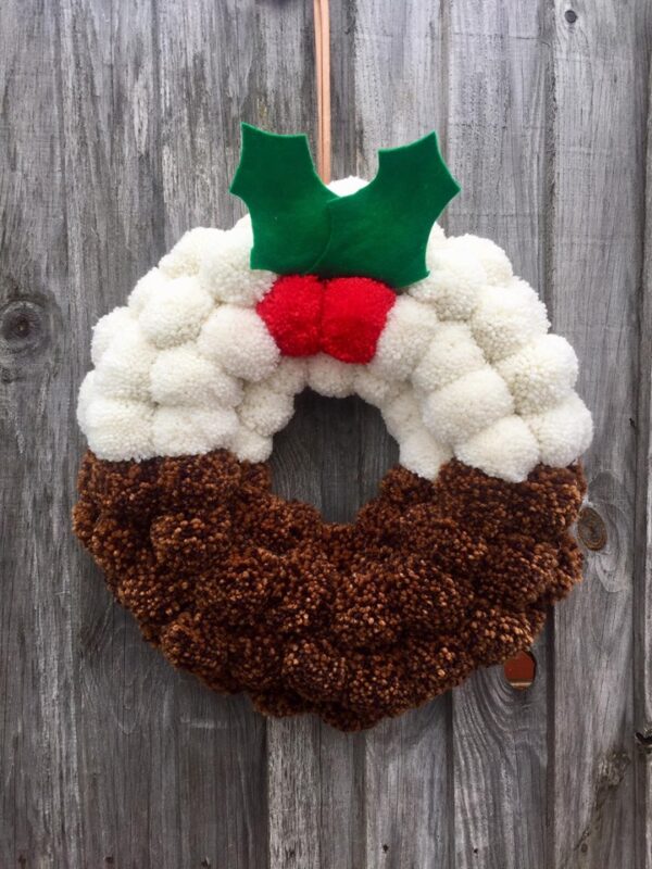 Christmas Wreath, Wreath, Door Wreath, Christmas Pudding, Christmas, Decoration, Handmade, - main product image