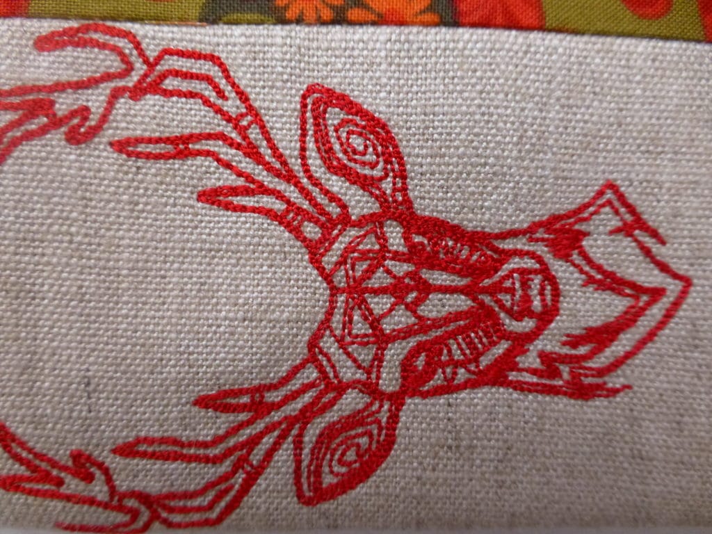 Glasses case embroidered with reindeer