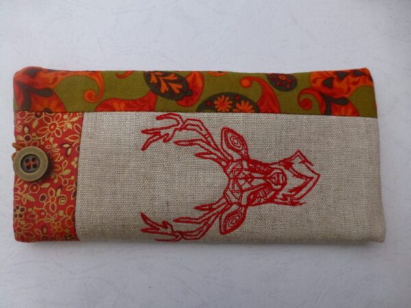 Glasses case embroidered with reindeer - main product image